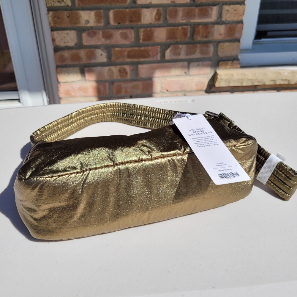 Baggu Metallic Brass Small Cargo Shoulder Bag - Picture 5 of 8